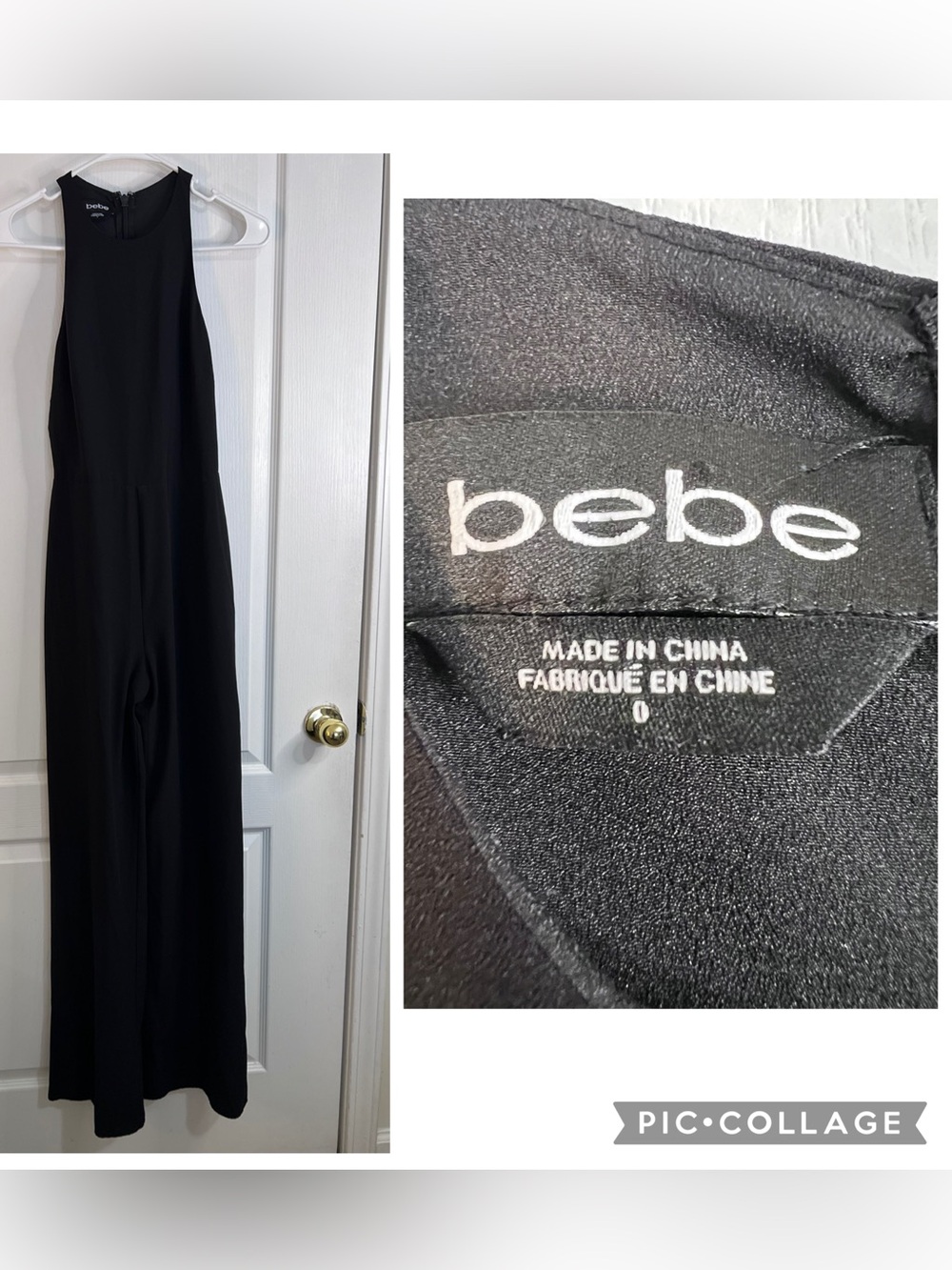 bebe Black Halter-Neck Wide-Leg Jumpsuit size 0
